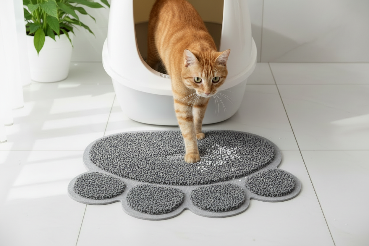 Tappetino antiscivolo sotto ciotole cani e gatti o scendi lettiera, Grigio, Record