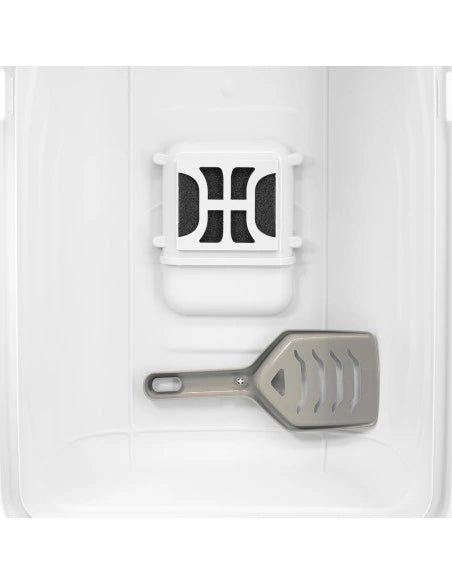 Bacinella per lettiera chiusa, ROSA, con maniglia, filtro, alloggio paletta e paletta inclusa