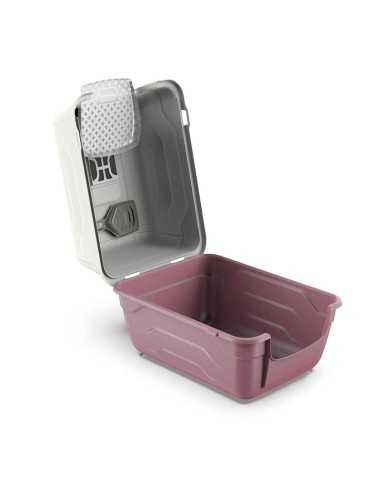 Bacinella per lettiera chiusa RECORD, ROSA, con maniglia, filtro, alloggio paletta e paletta inclusa