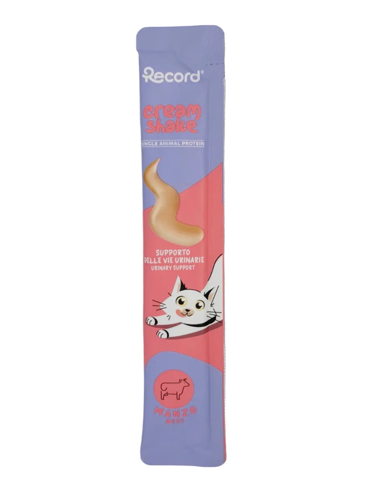 Snack funzionale per gatti Cream shake, Benessere delle vie Urinarie, Manzo, 7x12g, Record