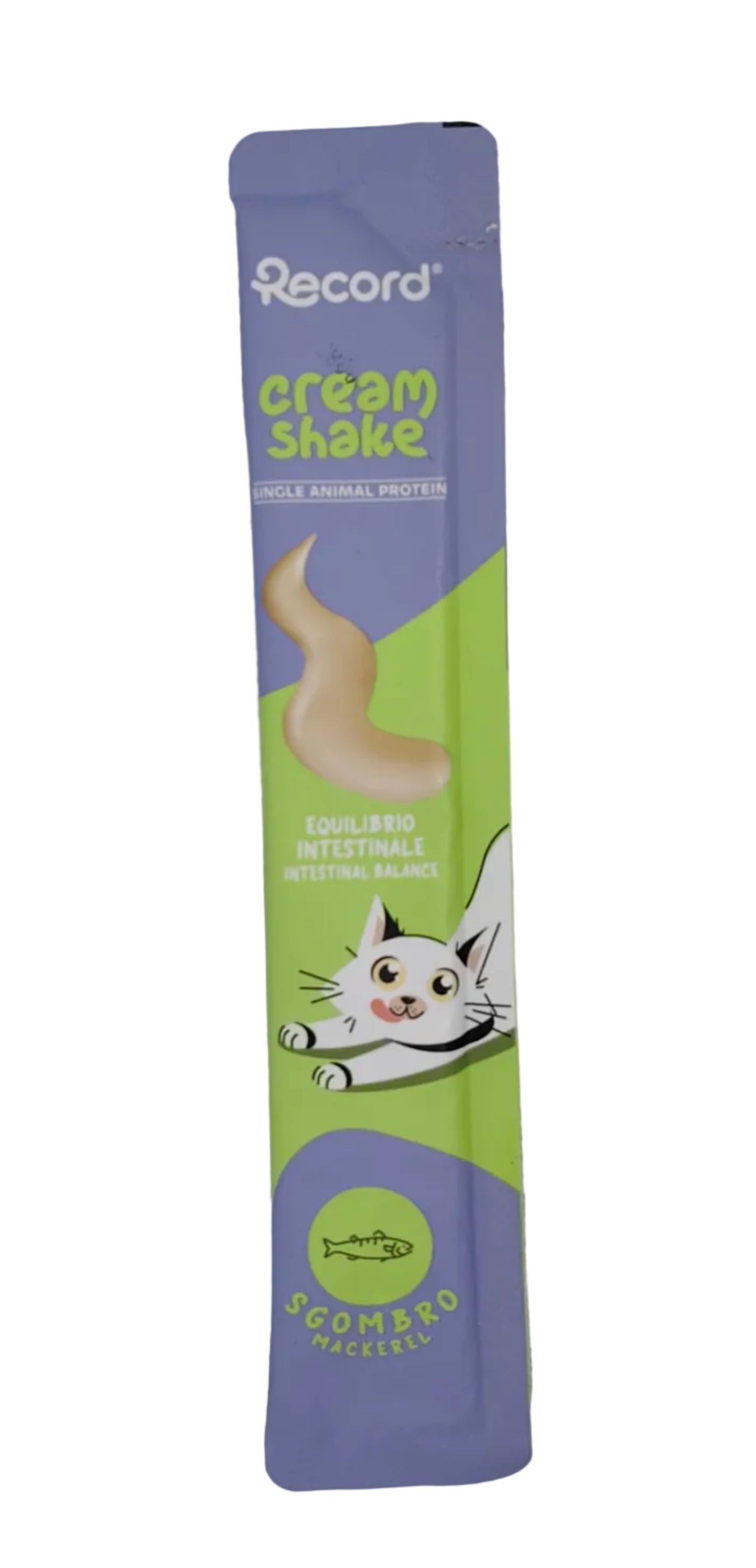 Snack funzionale per gatti Cream shake, Benessere Intestinale, Sgombro, 7x12g, Record