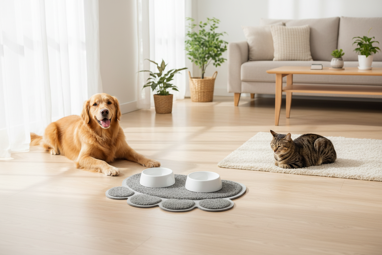 Tappetino antiscivolo sotto ciotole cani e gatti o scendi lettiera, Grigio, Record