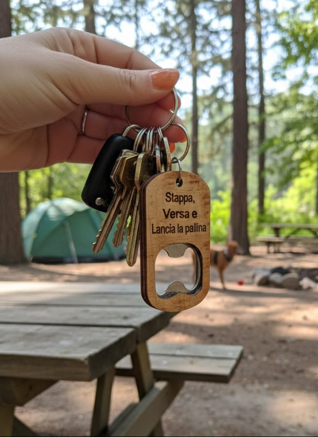 Portachiavi apribottiglie in legno personalizzato – Per chi vive ogni avventura con il suo migliore amico