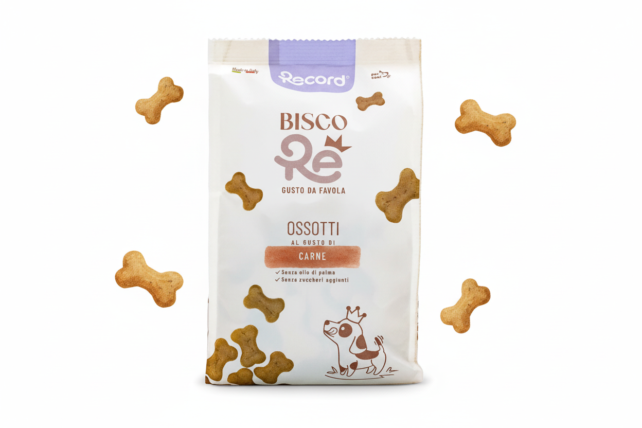 Ossotti Bisco-Re cotti al forno al gusto di carne per cani, 400g, Record