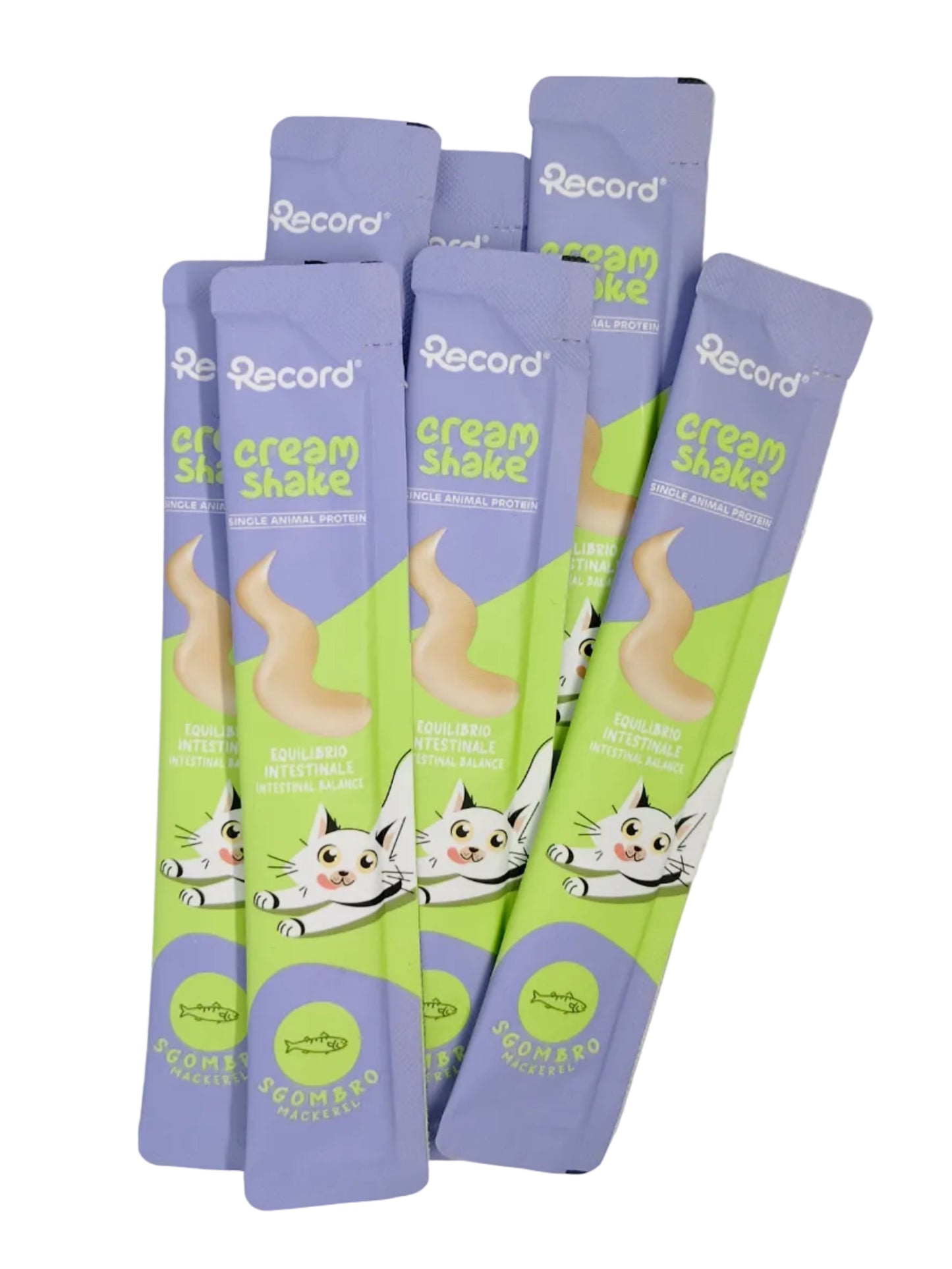 Snack funzionale per gatti Cream shake, Benessere Intestinale, Sgombro, 7x12g, Record