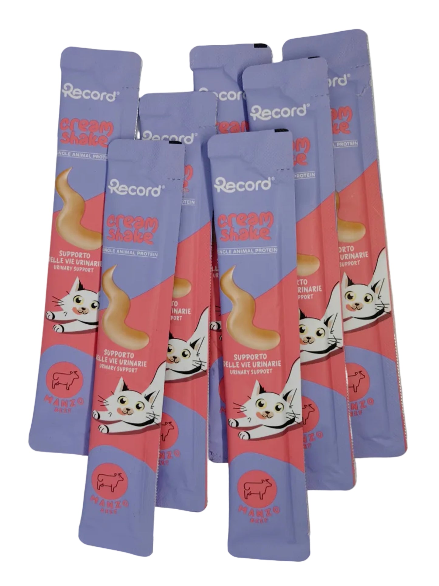 Snack funzionale per gatti Cream shake, Benessere delle vie Urinarie, Manzo, 7x12g, Record