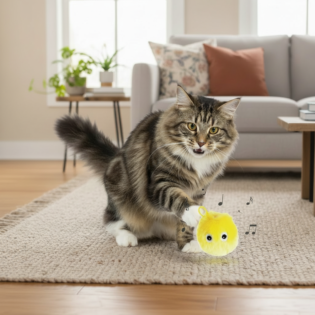 Pallina sonora in peluche, gioco per gatti interattivo e coinvolgente