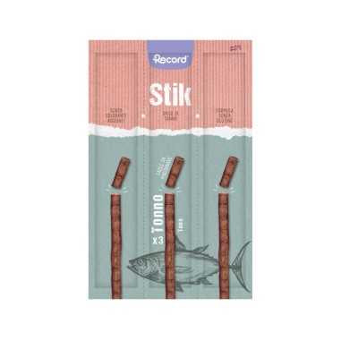 Gustoso snack per gatti "Stik" ad alto contenuto di carne, 6g, Tonno o Pollo, Record