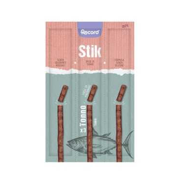Gustoso snack per gatti "Stik" ad alto contenuto di carne, 6g, Tonno o Pollo, Record