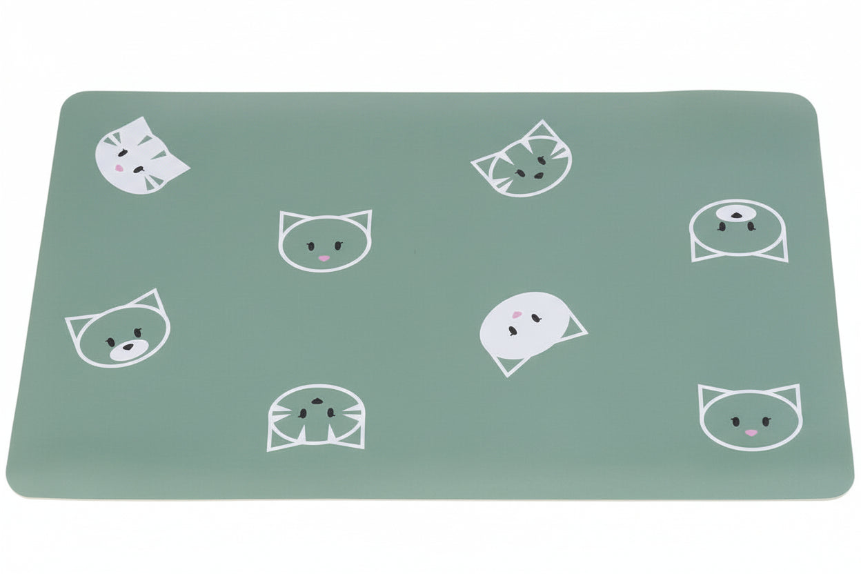 Tappetino, sotto ciotola, 44x28, micetti, verde, Trixie